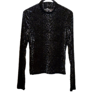 Sno Skins Women's Black & Silver Long Sleeve Turtleneck Top Size Small